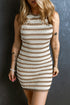 Stripe Hollowed Knit Sleeveless Sweater Dress