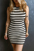 Stripe Hollowed Knit Sleeveless Sweater Dress