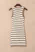 Stripe Hollowed Knit Sleeveless Sweater Dress