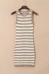 Stripe Hollowed Knit Sleeveless Sweater Dress