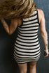 Stripe Hollowed Knit Sleeveless Sweater Dress