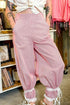 Stripe Lace Ribbon Tie Detail Wide Leg Pants