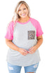 Stripe Leopard Patch Pocket Plus Size Raglan Sleeve Tee
