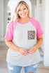 Stripe Leopard Patch Pocket Plus Size Raglan Sleeve Tee