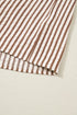 Stripe Leopard Trim V Neck Button Down Half Sleeve Shirt