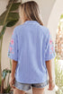 Stripe Lily Floral Embroidered Puff Sleeve Button Down Shirt