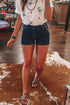 Stripe Metal Button Detail Womens Denim Shorts