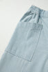 Stripe Mid Rise Drawstring Wide Leg Denim Jeans