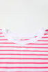 Stripe Mixed Pattern Patchwork Asymmetrical Hem Loose Tee
