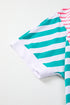 Stripe Mixed Pattern Patchwork Asymmetrical Hem Loose Tee
