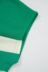 Stripe Mixed Print Crew Neck Cap Sleeve T Shirt