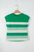 Stripe Mixed Print Crew Neck Cap Sleeve T Shirt