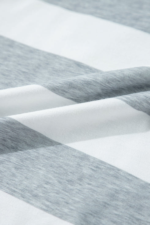 Stripe Mixed Printed Short Sleeve Shift Mini T Shirt Dress