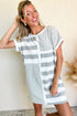 Stripe Mixed Printed Short Sleeve Shift Mini T Shirt Dress