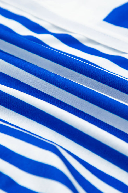 Stripe Mixed Printed Short Sleeve Shift Mini T Shirt Dress