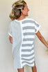 Stripe Mixed Printed Short Sleeve Shift Mini T Shirt Dress