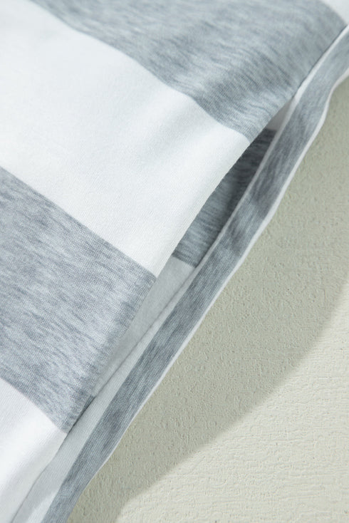 Stripe Mixed Printed Short Sleeve Shift Mini T Shirt Dress