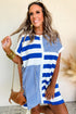 Stripe Mixed Printed Short Sleeve Shift Mini T Shirt Dress
