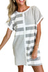 Stripe Mixed Printed Short Sleeve Shift Mini T Shirt Dress