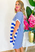 Stripe Mixed Printed Short Sleeve Shift Mini T Shirt Dress
