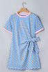 Stripe Nautical Tie Contrast Trim T Shirt Mini Dress