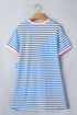 Stripe Nautical Tie Contrast Trim T Shirt Mini Dress
