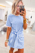 Stripe Nautical Tie Contrast Trim T Shirt Mini Dress