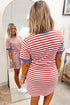 Stripe Nautical Tie Contrast Trim T Shirt Mini Dress