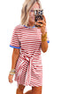 Stripe Nautical Tie Contrast Trim T Shirt Mini Dress