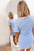 Stripe Nautical Tie Contrast Trim T Shirt Mini Dress