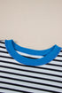 Stripe Oversized Contrast Trim Exposed Seam High Low T Shirt
