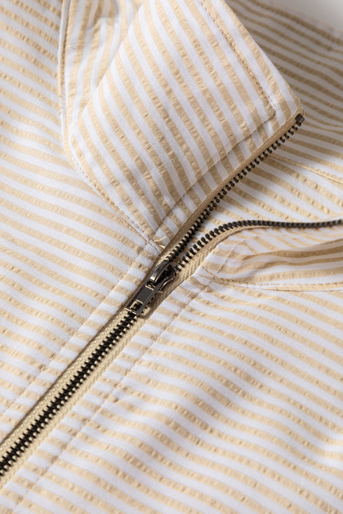 Stripe Patchwork French Terry Half Zip Sweatshirt