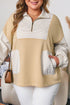 Stripe Patchwork French Terry Half Zip Sweatshirt