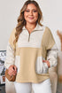 Stripe Patchwork French Terry Half Zip Sweatshirt