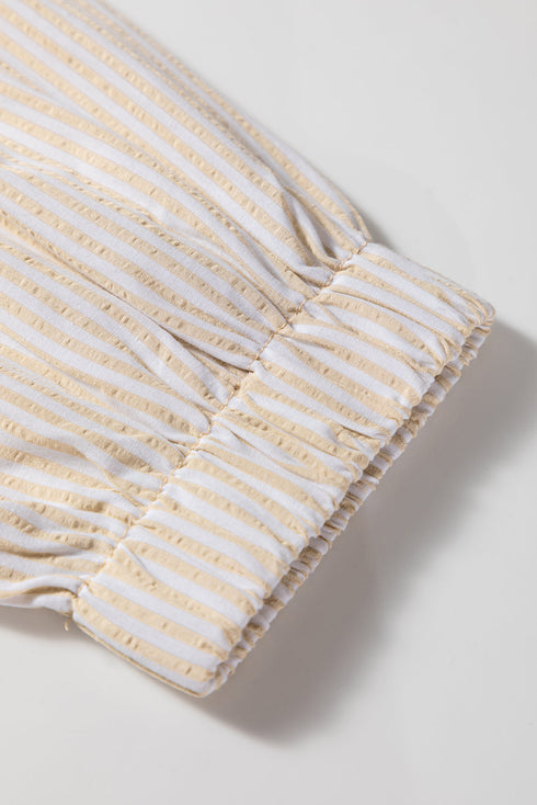 Stripe Patchwork French Terry Half Zip Sweatshirt