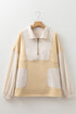 Stripe Patchwork French Terry Half Zip Sweatshirt
