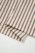 Stripe Patchwork Half Button Long Sleeve Peplum Blouse