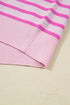 Stripe Patchwork Half Zip Plus Size Sweater