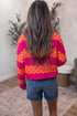 Stripe Patchwork Polka Dot Quarter Zip Long Sleeve Top