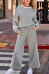 Stripe Patchwork Puff Sleeve Drawstring Wide Leg Pant Set