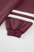 Stripe Patchwork Puff Sleeve Drawstring Wide Leg Pant Set