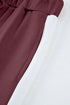 Stripe Patchwork Puff Sleeve Drawstring Wide Leg Pant Set