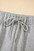 Stripe Patchwork Puff Sleeve Drawstring Wide Leg Pant Set