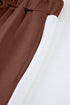 Stripe Patchwork Puff Sleeve Drawstring Wide Leg Pant Set