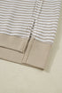 Stripe Patchwork Waffle Knit Ribbed Trim Long Sleeve Top