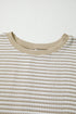 Stripe Patchwork Waffle Knit Ribbed Trim Long Sleeve Top