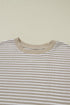 Stripe Patchwork Waffle Knit Ribbed Trim Long Sleeve Top