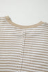 Stripe Patchwork Waffle Knit Ribbed Trim Long Sleeve Top