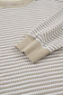 Stripe Patchwork Waffle Knit Ribbed Trim Long Sleeve Top
