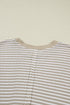 Stripe Patchwork Waffle Knit Ribbed Trim Long Sleeve Top
